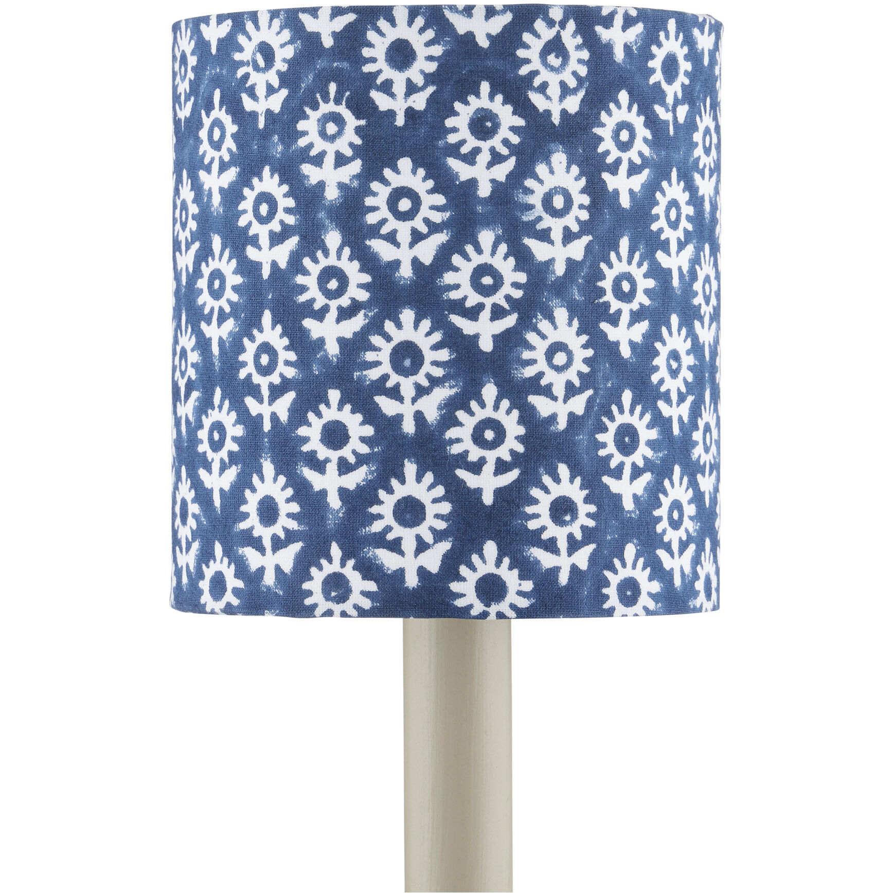 Block Print Navy and White Drum Chandelier Shade