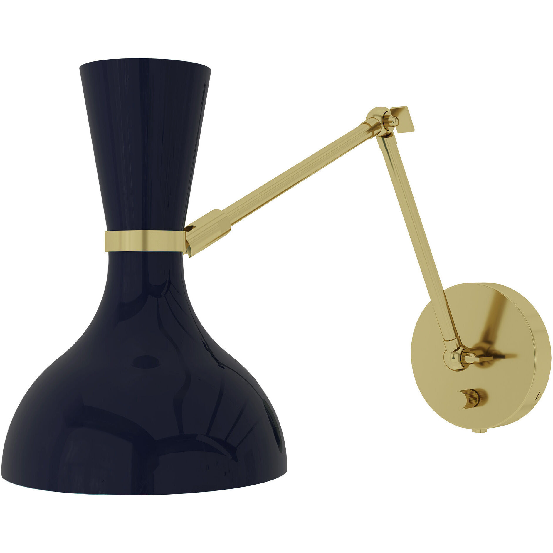 Clare 1 Light 7 inch Midnight Blue with Modern Brass Adjustable Armed Wall Sconce Wall Light