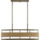 Arcadia 4 Light 36 inch Burnished Brass with Natural Rattan Linear Chandelier Ceiling Light