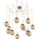 Aster LED 18.7 inch Novel Brass Swag Multi-Pendant Ceiling Light in 2700K LED, Floret Inner - Bronze Outer
