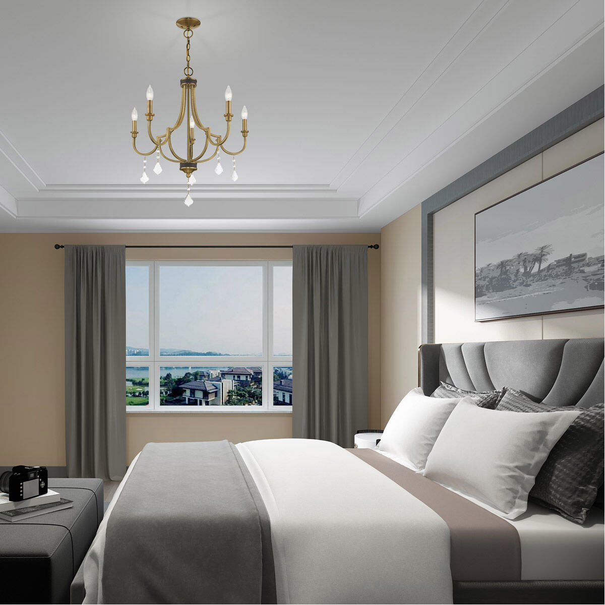 Glendale 5 Light 25 inch Antique Brass Chandelier Ceiling Light