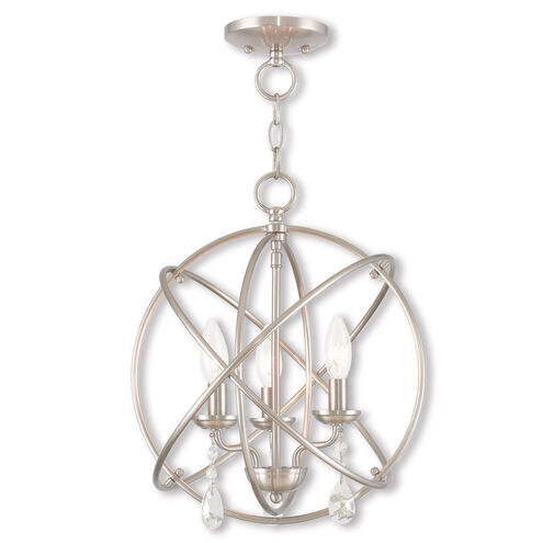 Aria 3 Light 15 inch Brushed Nickel Convertible Mini Chandelier/Ceiling Mount Ceiling Light