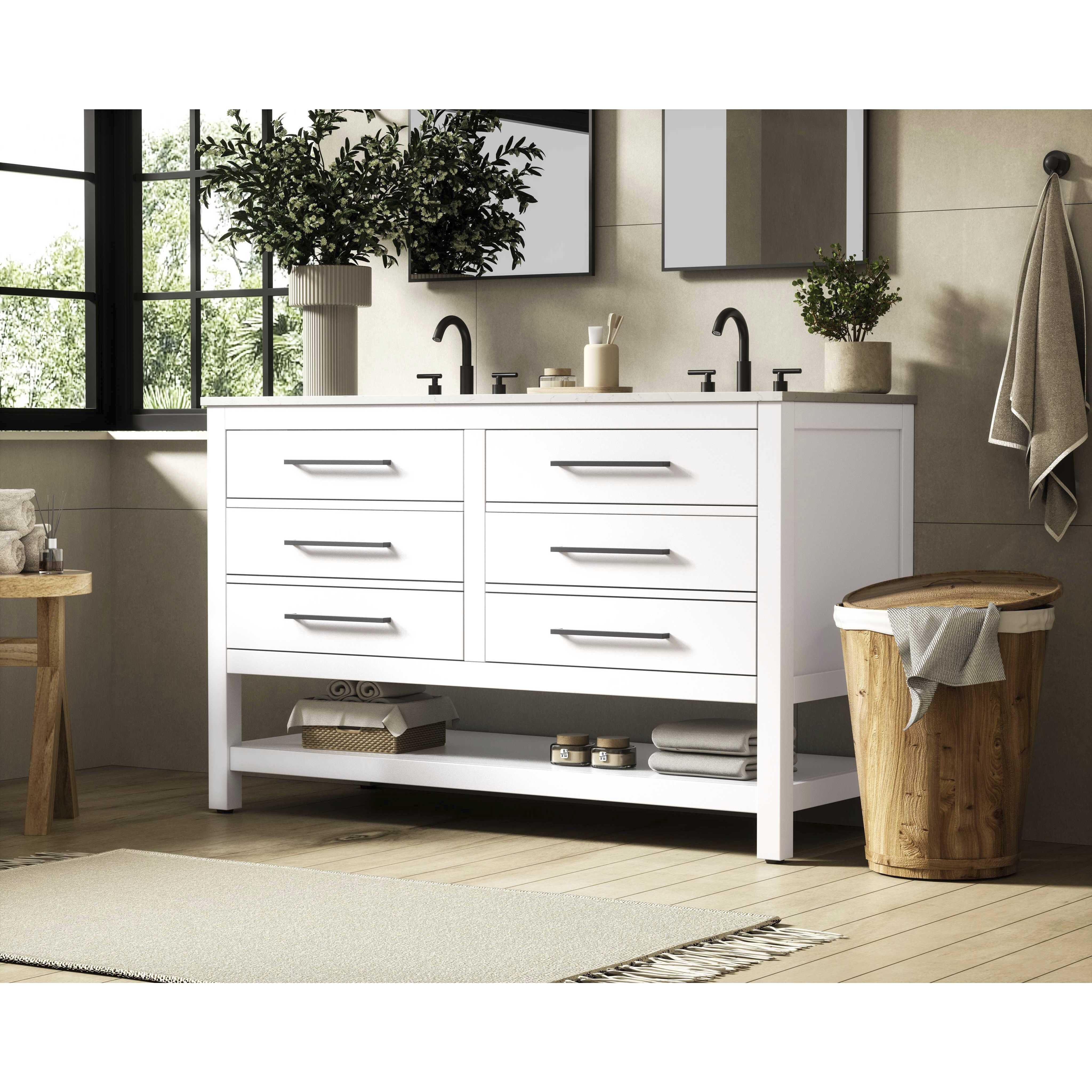 Karson 54 X 34 inch White Bathroom Vanity Cabinet