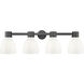 Lawton Bell 4 Light 34 inch Matte Black Bath Vanity Light Wall Light in Gloss White Glass