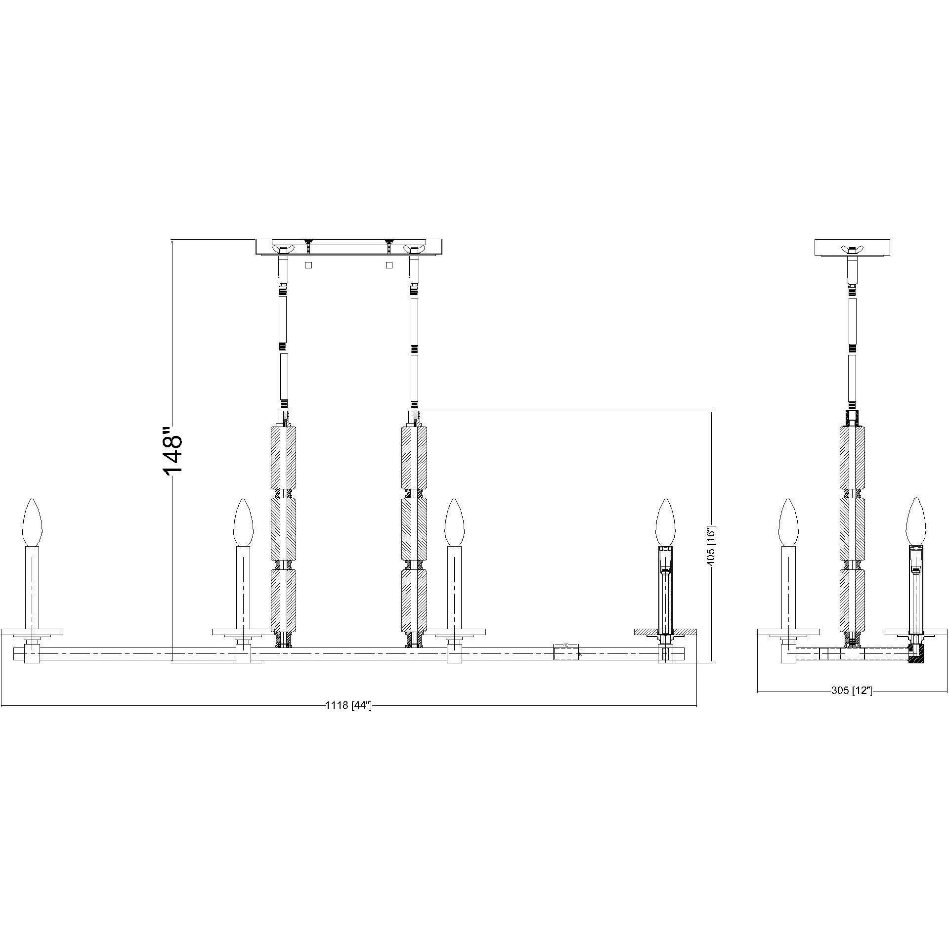 Kaden Linear Chandelier Ceiling Light in Matte Black