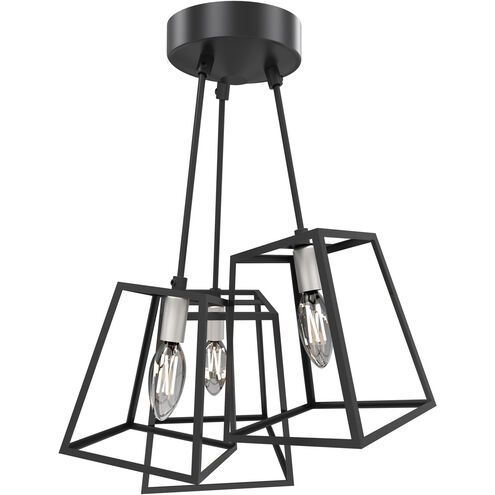 Cape Breton 3 Light 17 inch Buffed Nickel and Graphite Semi-flush Mount Ceiling Light