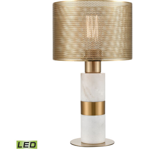Sureshot 15 inch 9 watt White with Aged Brass Table Lamp Portable Light