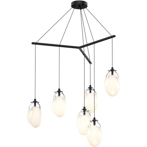 Liquid LED 39 inch Satin Black Pendant Ceiling Light in Poured White Glass
