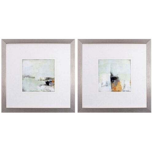 Abstract Turquoise and Orange and Blue Framed Art