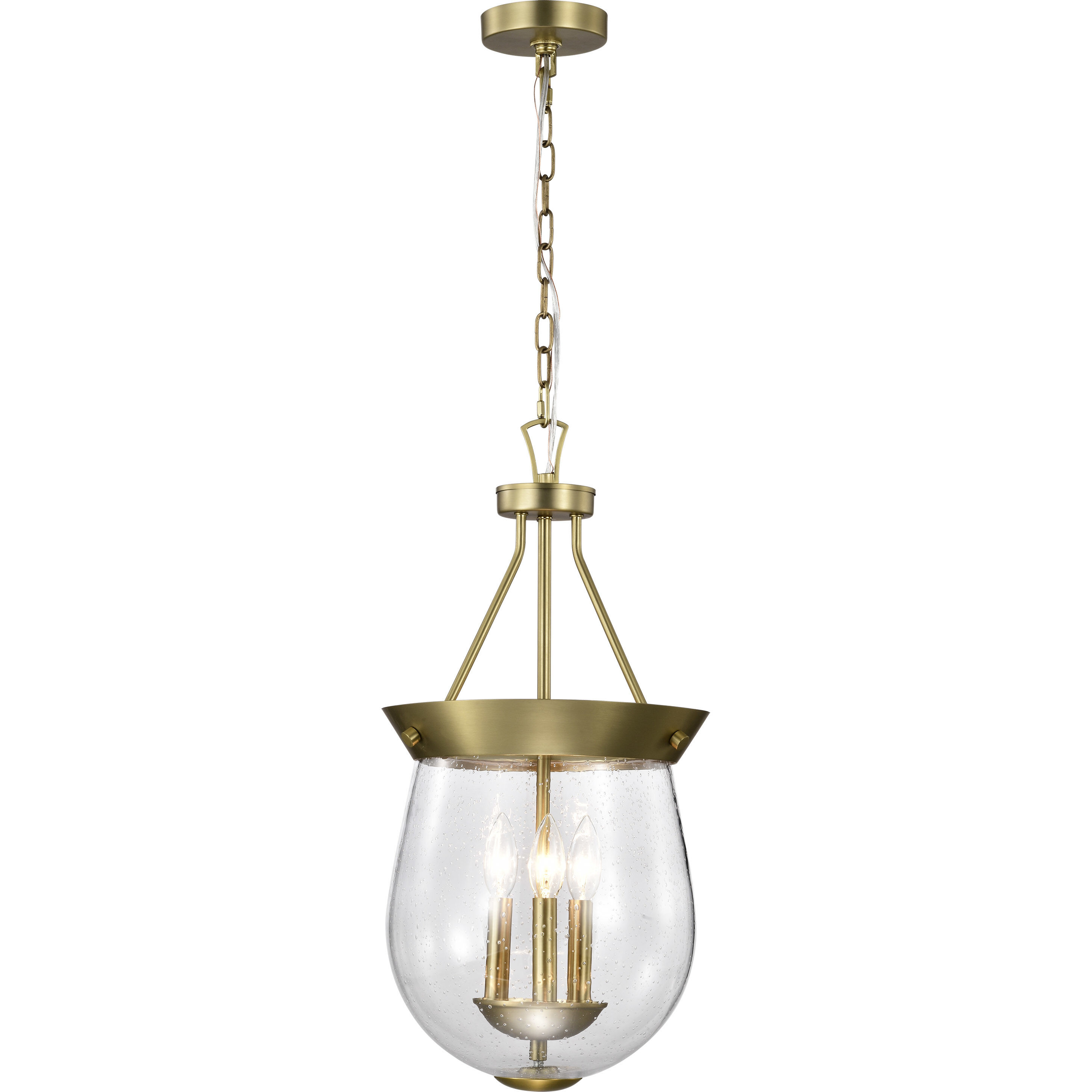 Boliver 3 Light 11.75 inch Vintage Brass Pendant Ceiling Light