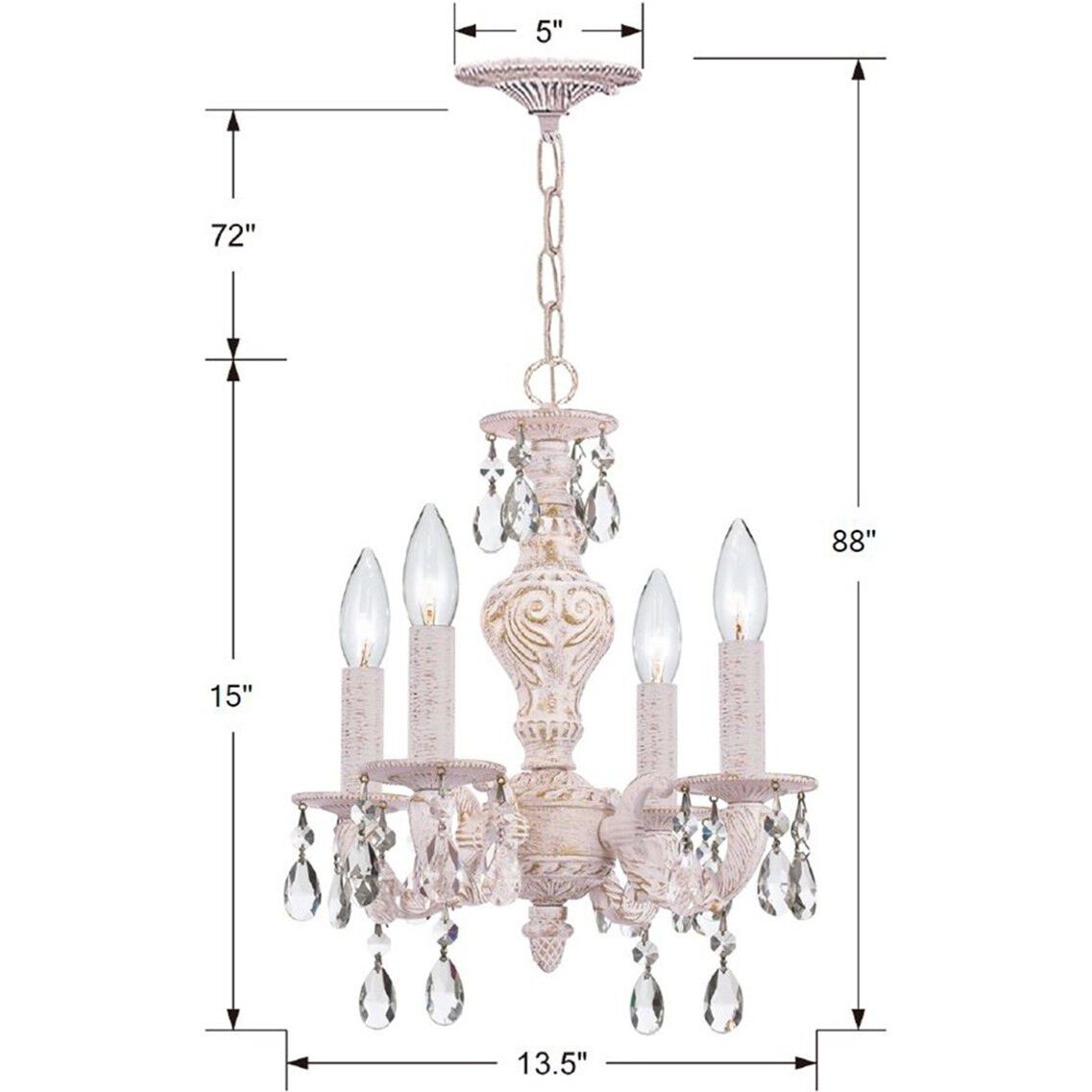 Paris Market 4 Light 13.5 inch Antique White Mini Chandelier Ceiling Light in Clear Swarovski Strass