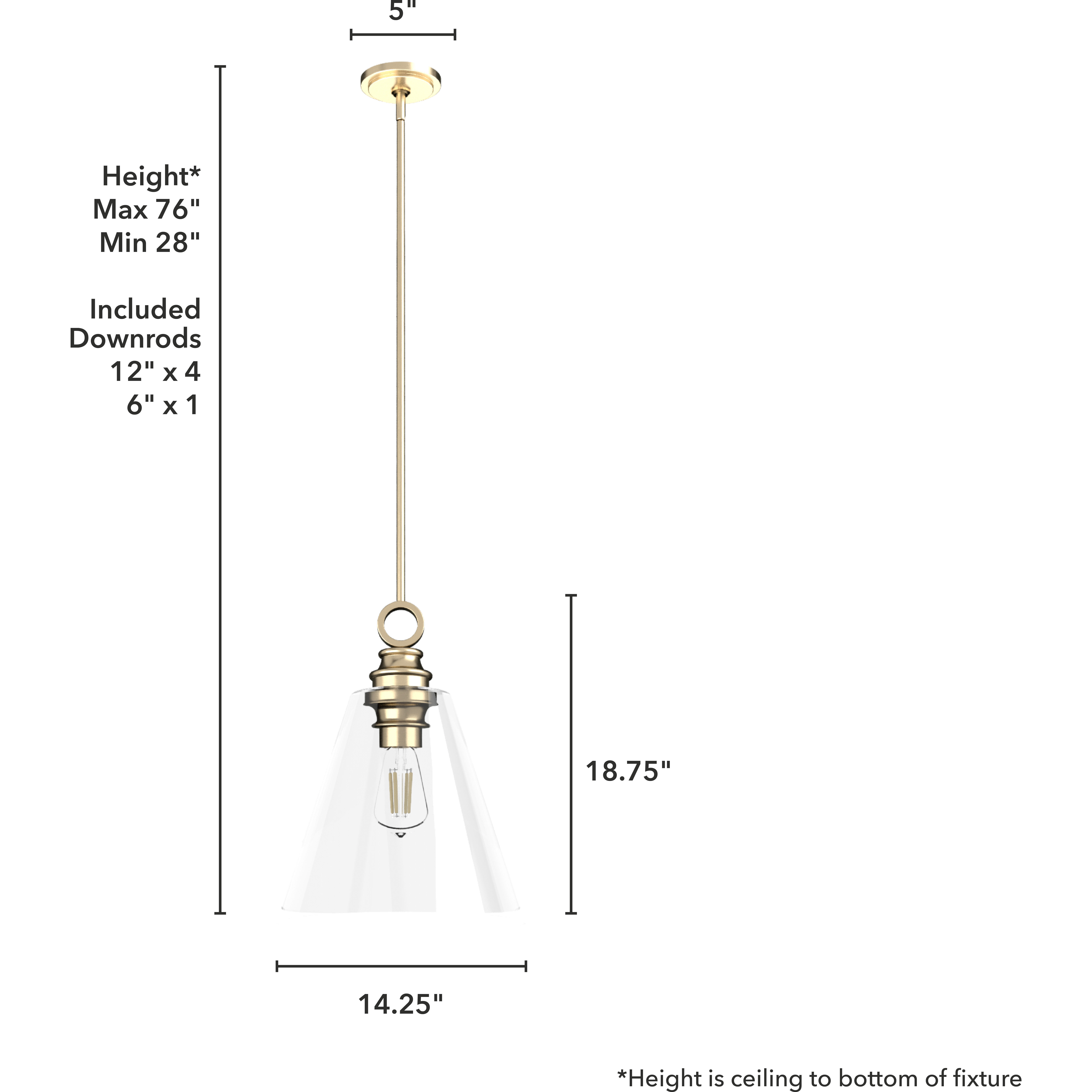 Klein 1 Light 14 inch Alturas Gold Pendant Ceiling Light