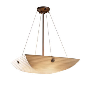 Porcelina LED 27 inch Dark Bronze Pendant Ceiling Light in 5000 Lm LED, Pair of Square with Points, Bamboo, Round Bowl