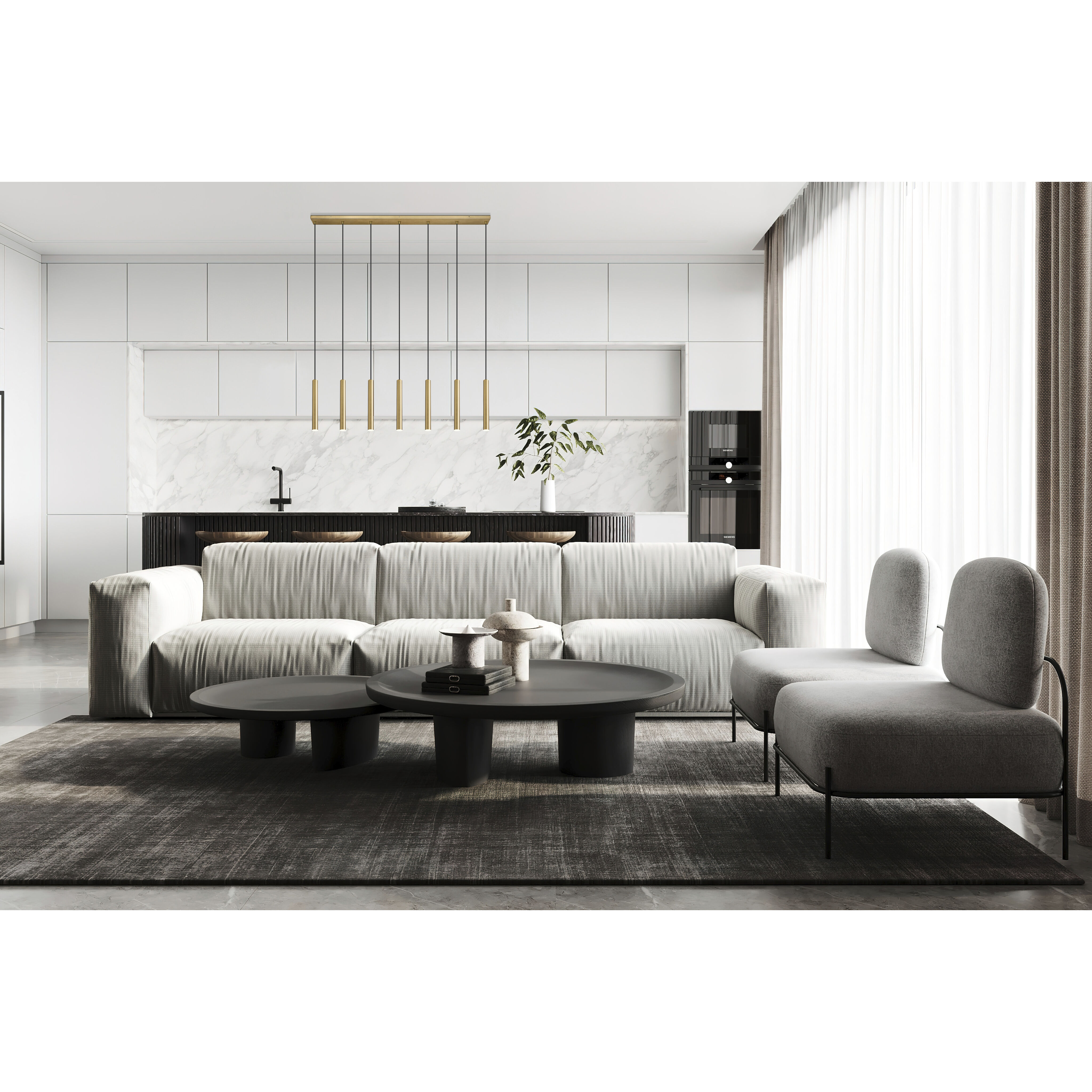 Forest Linear Chandelier Ceiling Light in Modern Gold