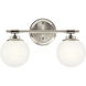 Benno 2 Light 14.75 inch Polished Nickel Bath Bracket Wall Light, 2 Arm