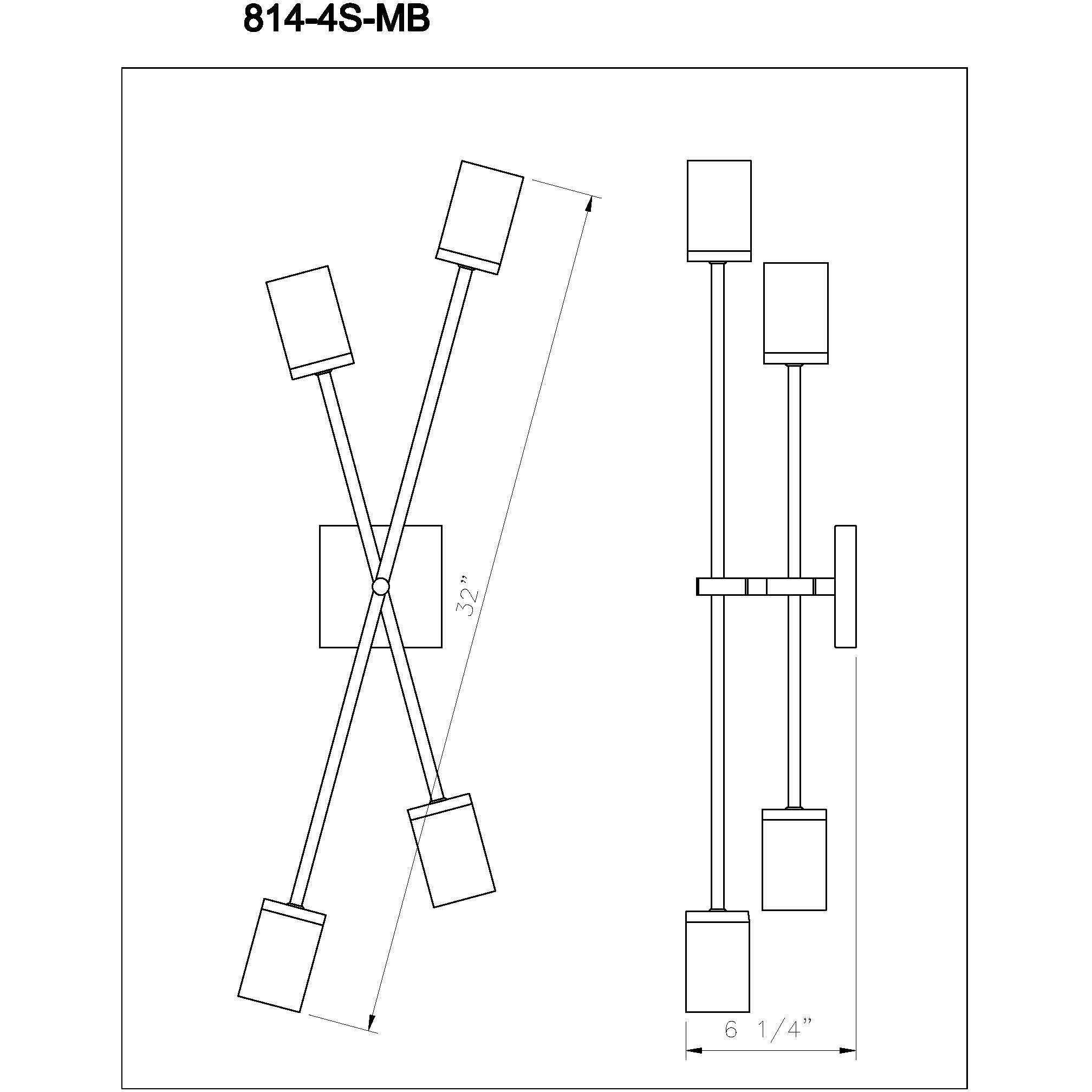 Calumet 4 Light 4.5 inch Matte Black and Polished Nickel Wall Sconce Wall Light