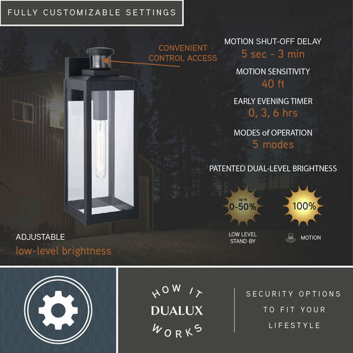 Kinzie Textured Black Outdoor Motion Sensor