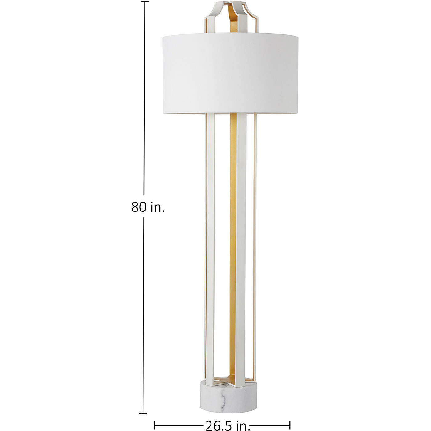 Krista 80 inch Coral White and Vintage Gold with White Linen Floor Lamp Portable Light