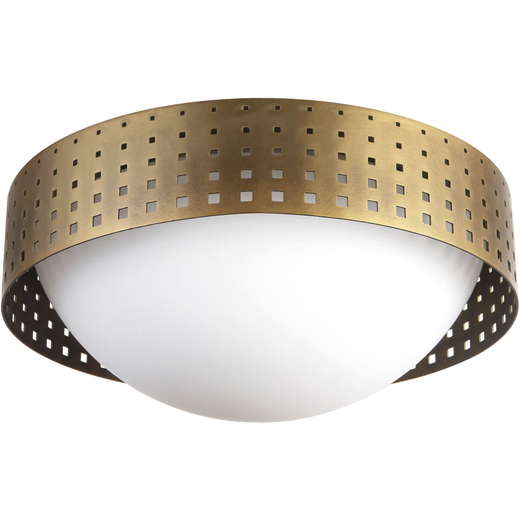 Astoria 3 Light 14 inch Vintage Brass Flush Mount Ceiling Light