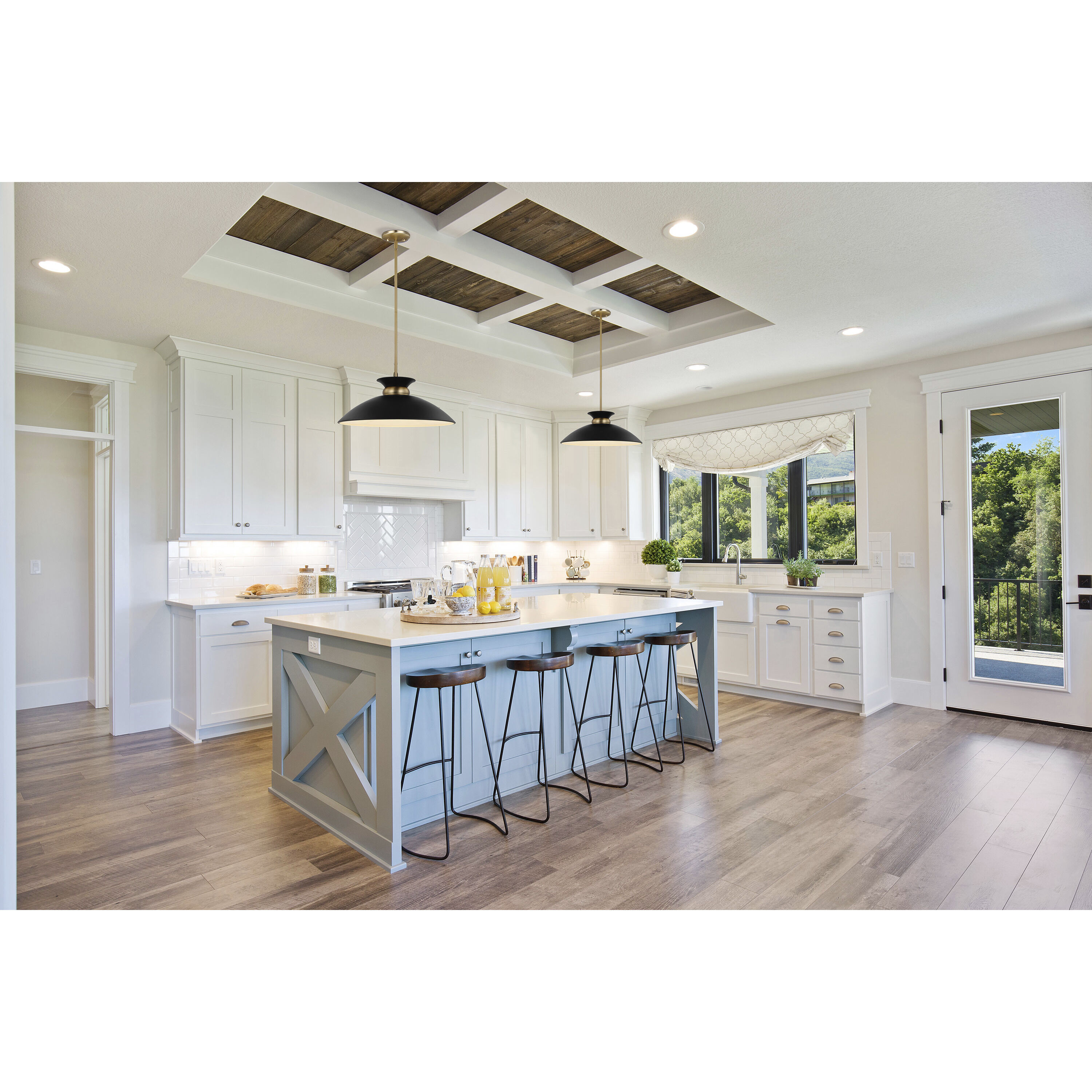 Perkins 1 Light 20 inch Matte Black/Burnished Brass Pendant Ceiling Light