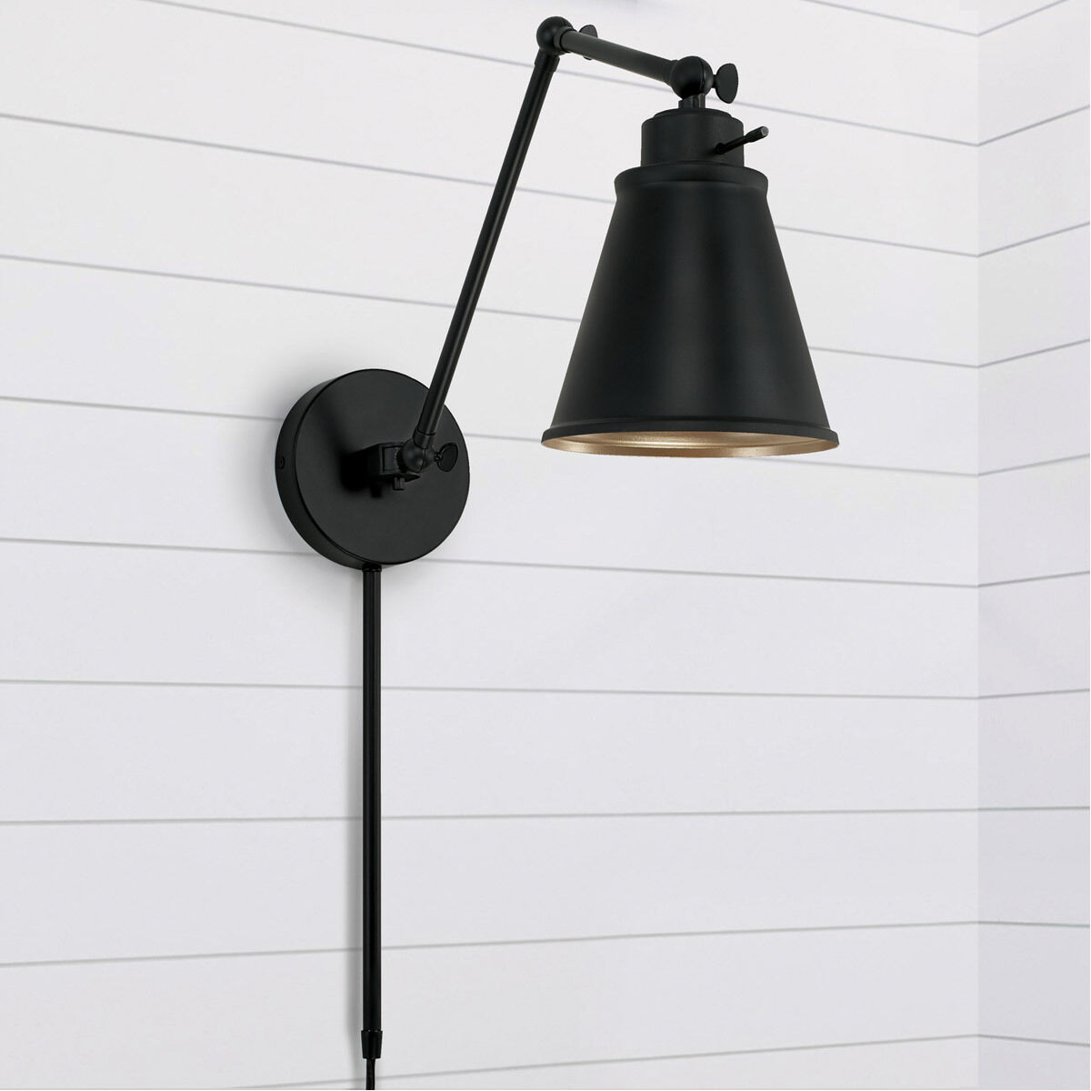 Elijah 17.5 inch 25 watt Matte Black Adjustable Swing Arm Sconce Wall Light