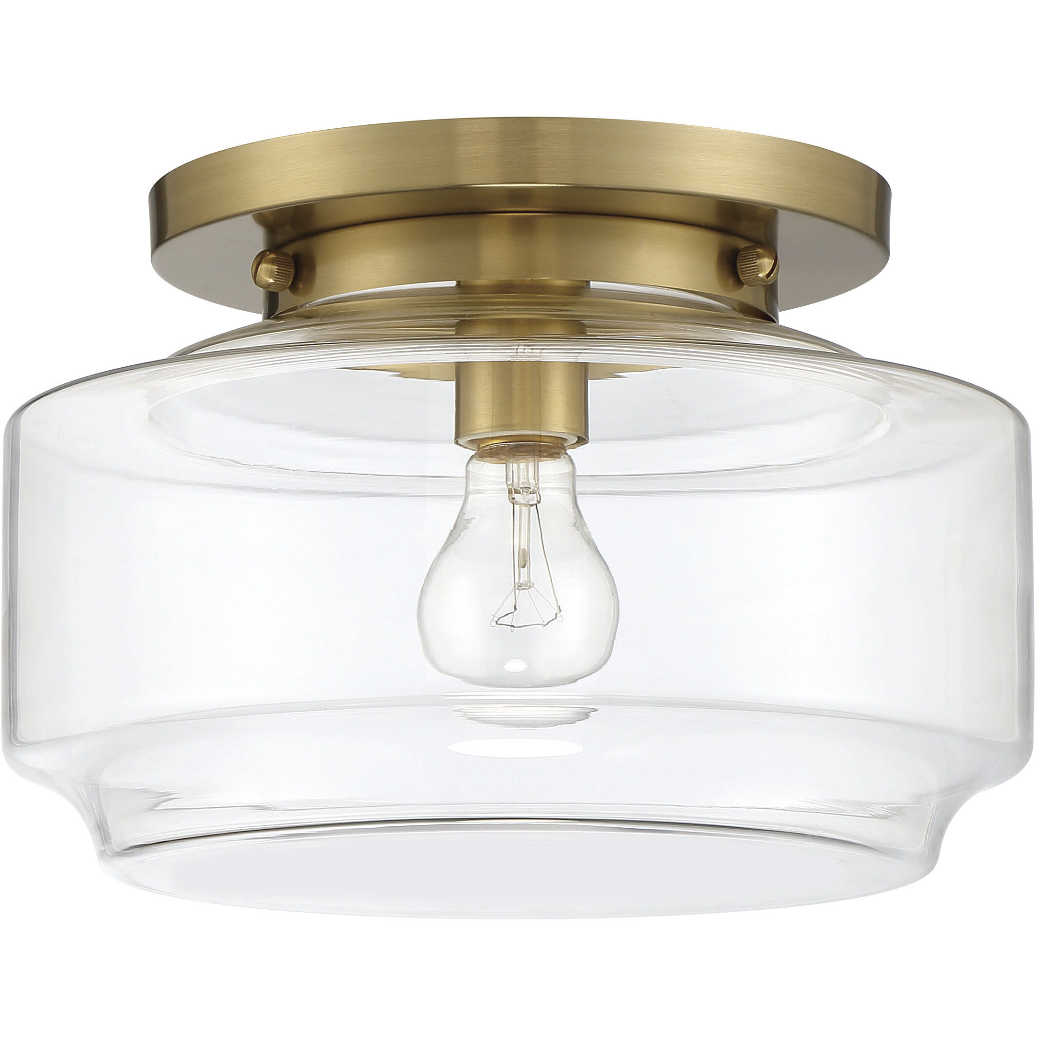 Peri 1 Light 12 inch Satin Brass Flushmount Ceiling Light