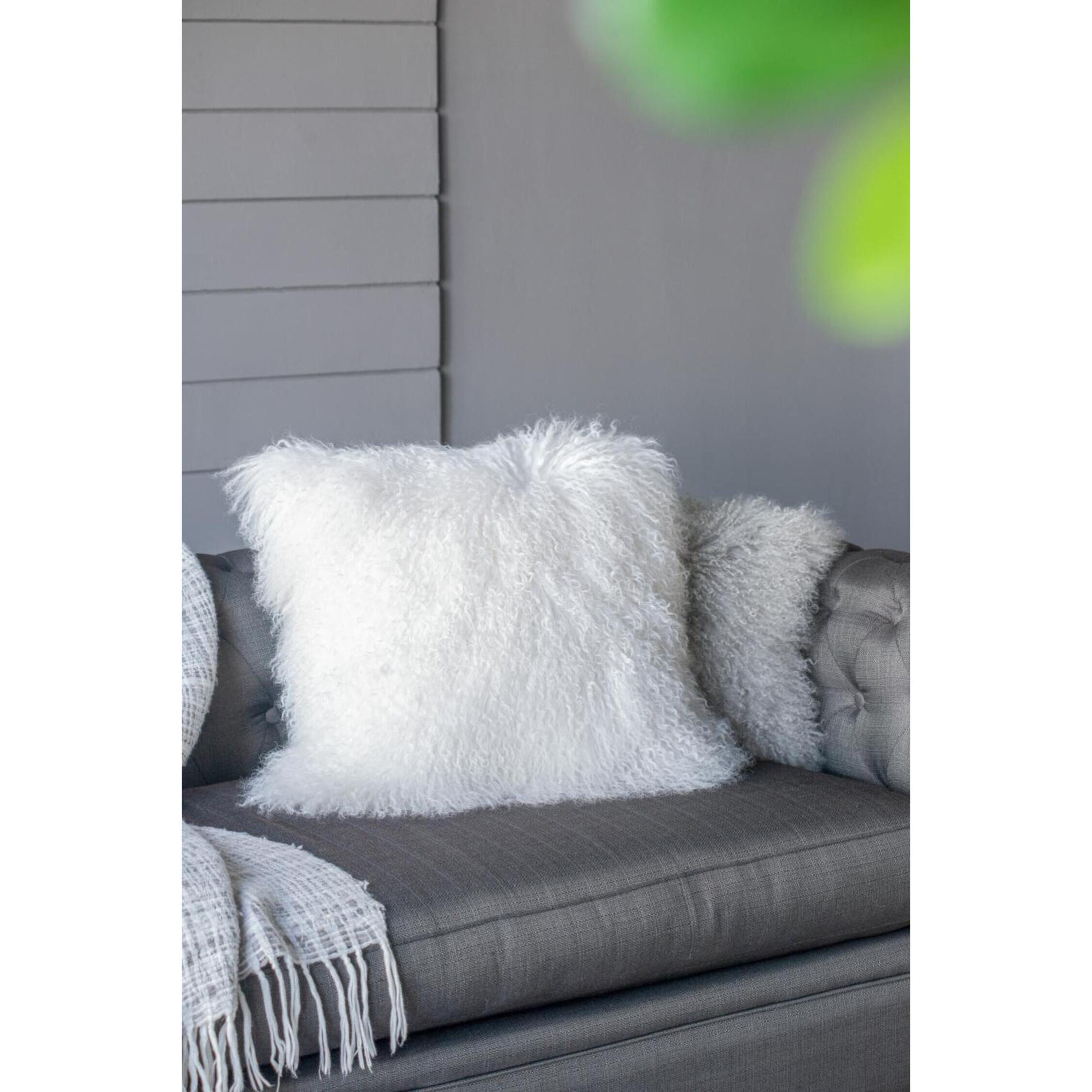 Lamb Fur 20 X 4 inch White Pillow in Natural