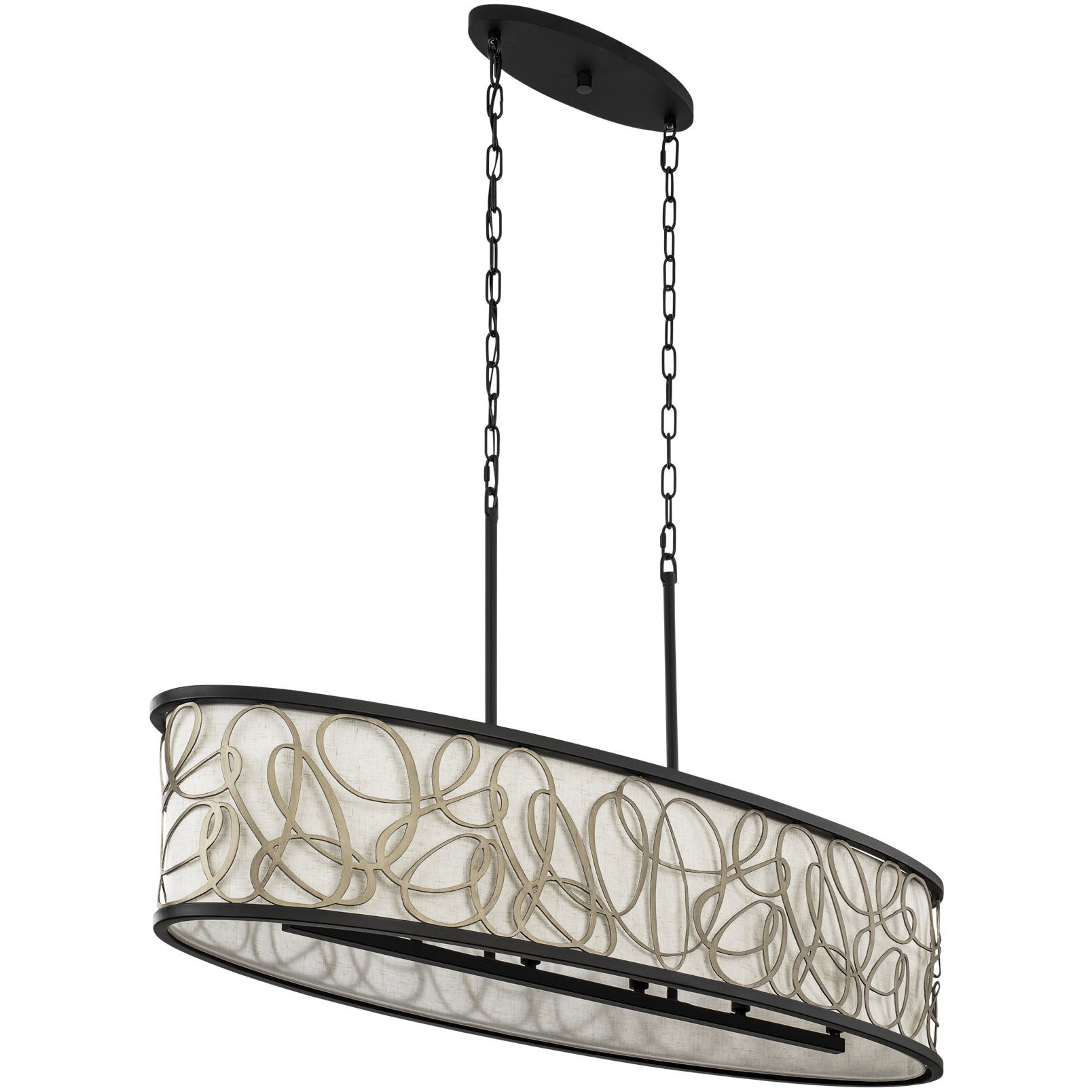 Scribble 6 Light 48 inch Matte Black with Artifact Linear Pendant Ceiling Light, Smithsonian Collaboration