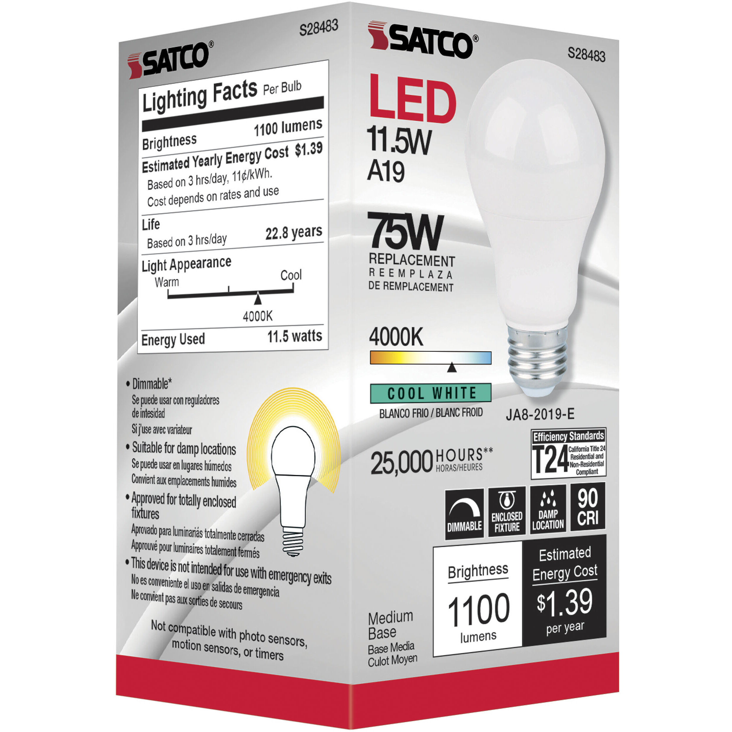 Lumos LED Medium 11.50 watt 120 4000K Light Bulb