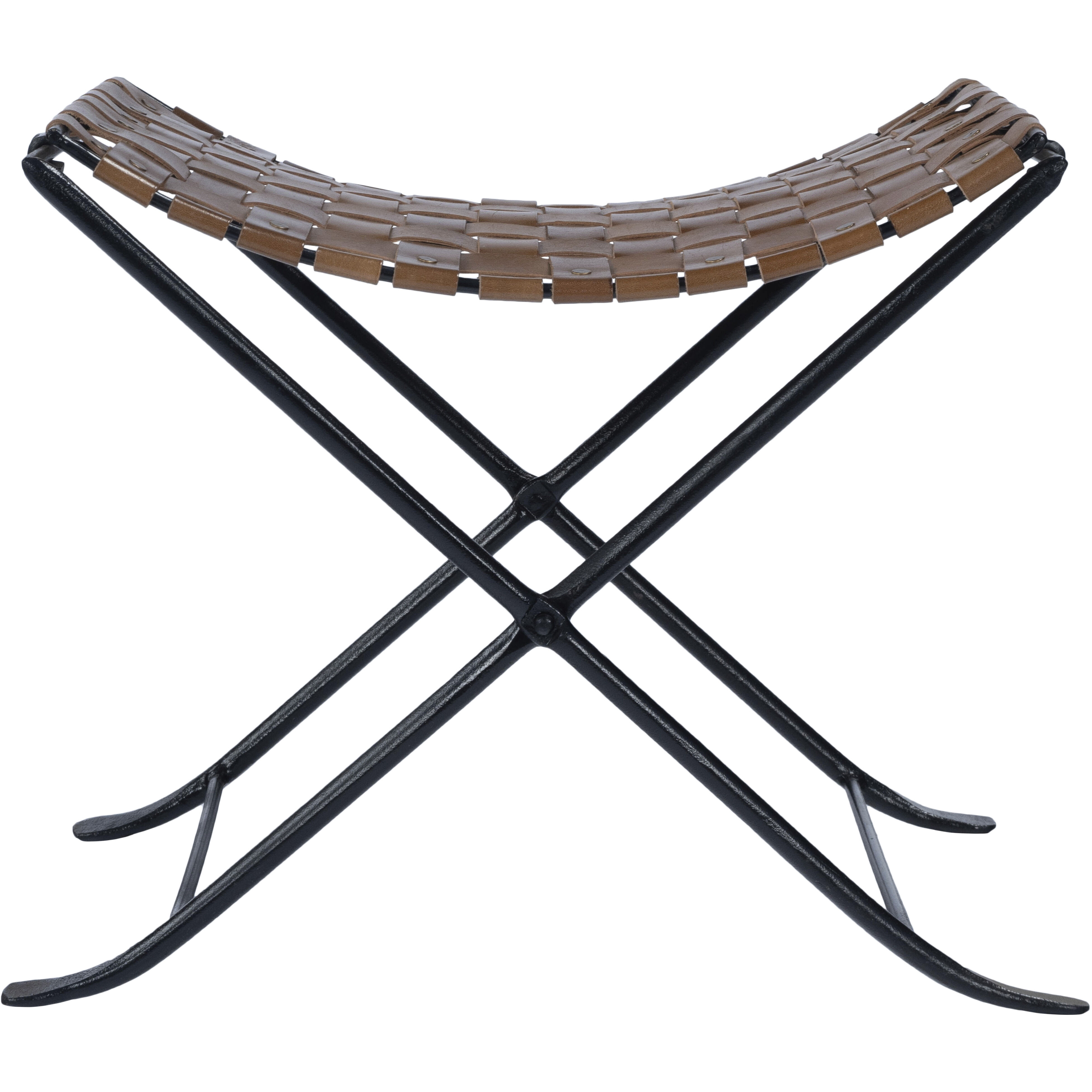 Karma Brown Woven Leather Ottoman or Stool