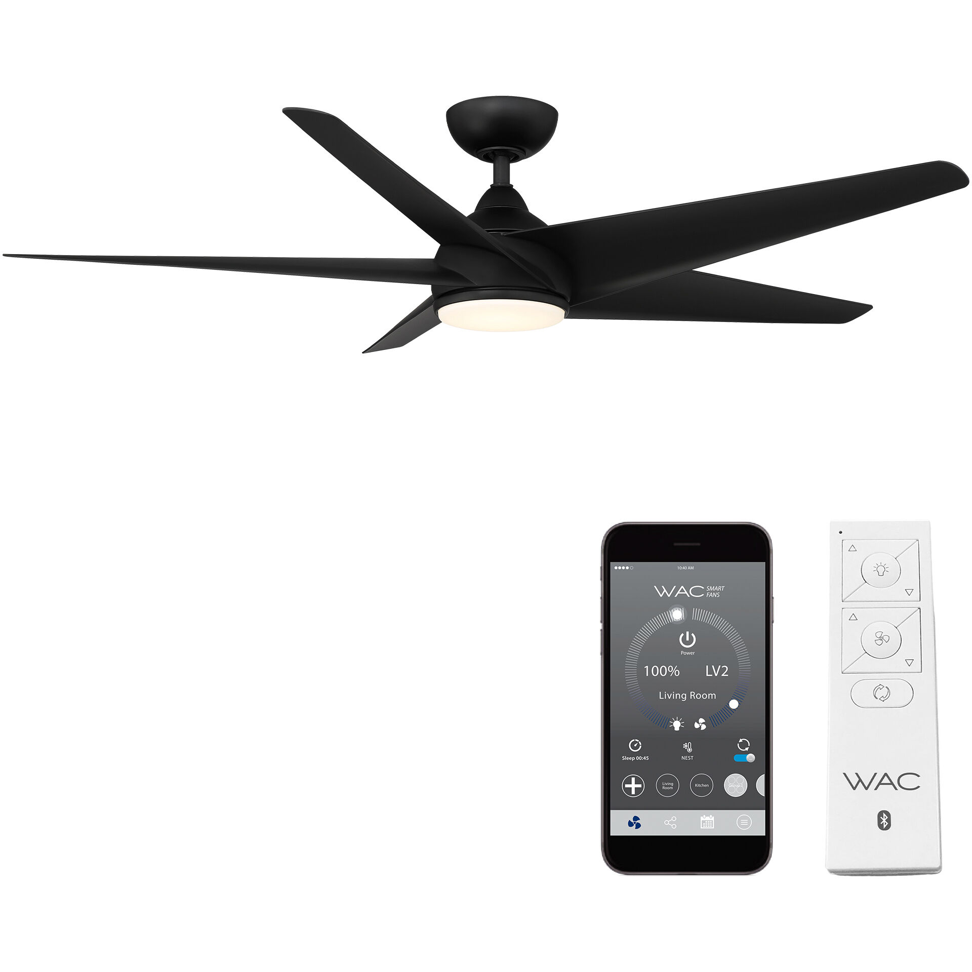 Viper 60 inch Matte Black Downrod Ceiling Fans, Smart Fan