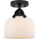 Nouveau 2 Large Bell 1 Light 8 inch Matte Black Semi-Flush Mount Ceiling Light in Matte White Glass