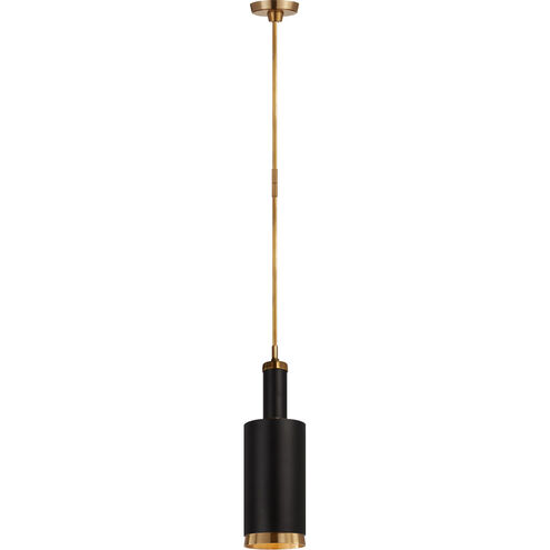 Thomas O'Brien Anders 1 Light 6 inch Hand-Rubbed Antique Brass and Black Cylindrical Pendant Ceiling Light, Large