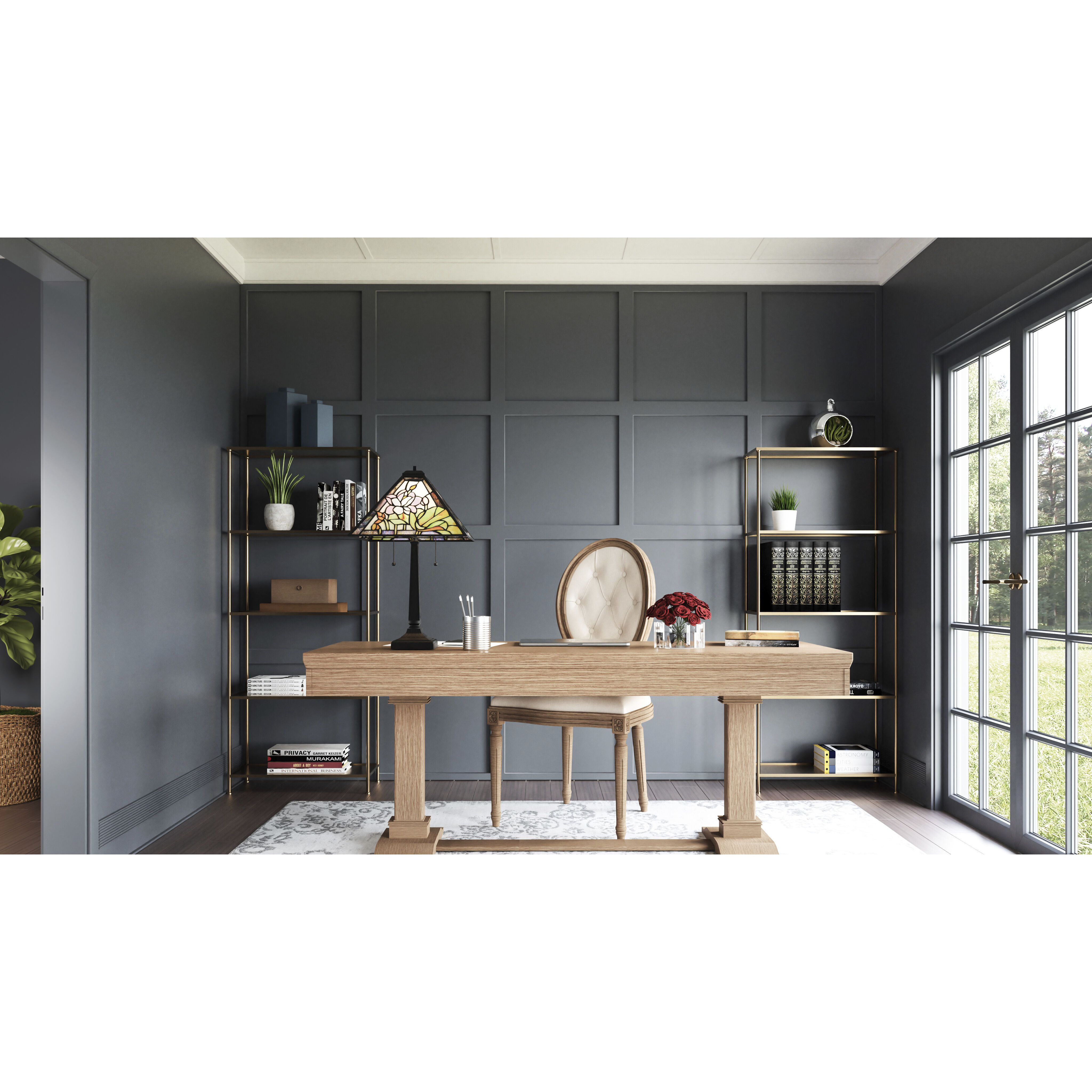 Herron 23 inch 75.00 watt Matte Black Table Lamp Portable Light, Tiffany