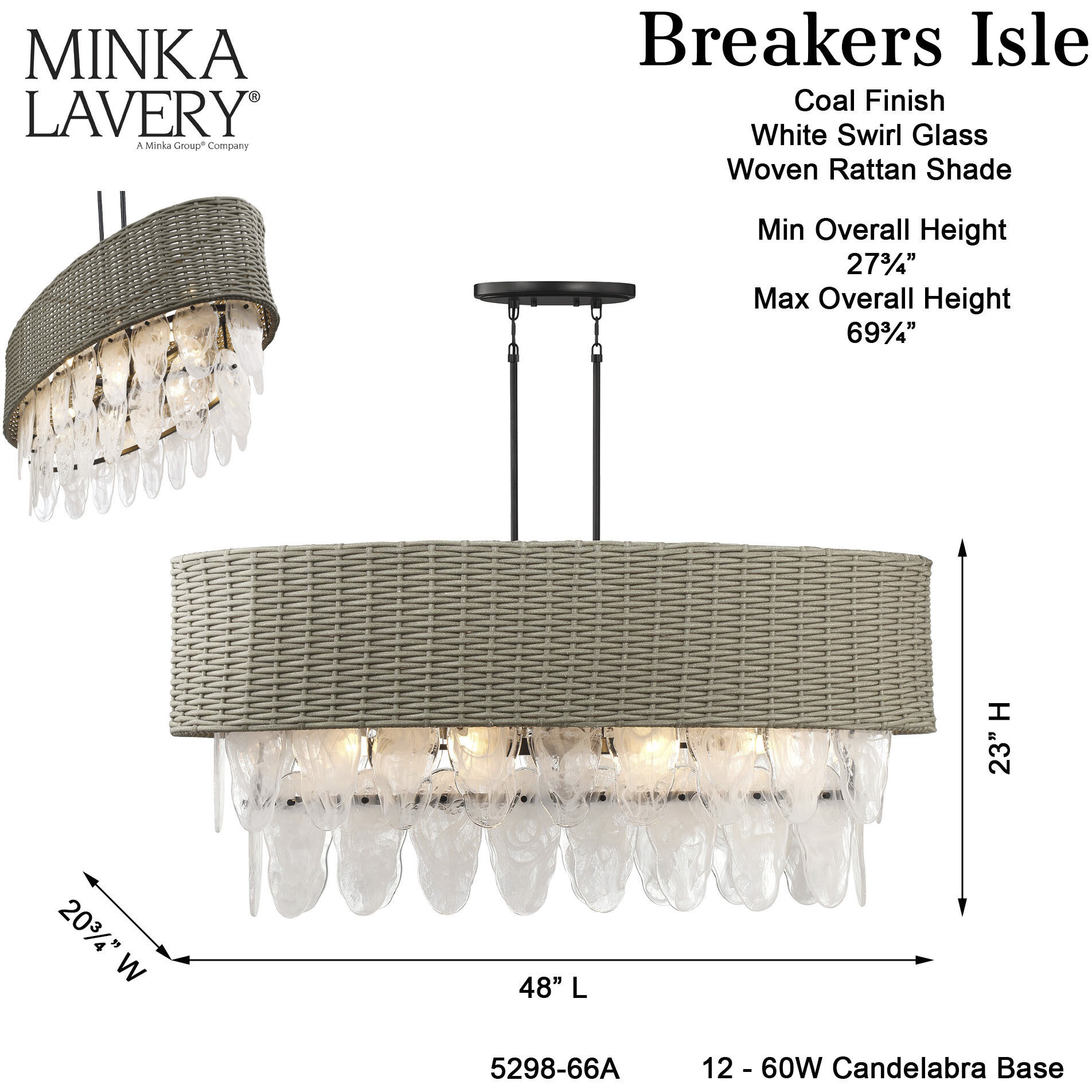 Breakers Isle 12 Light 48 inch Coal Island Light Ceiling Light