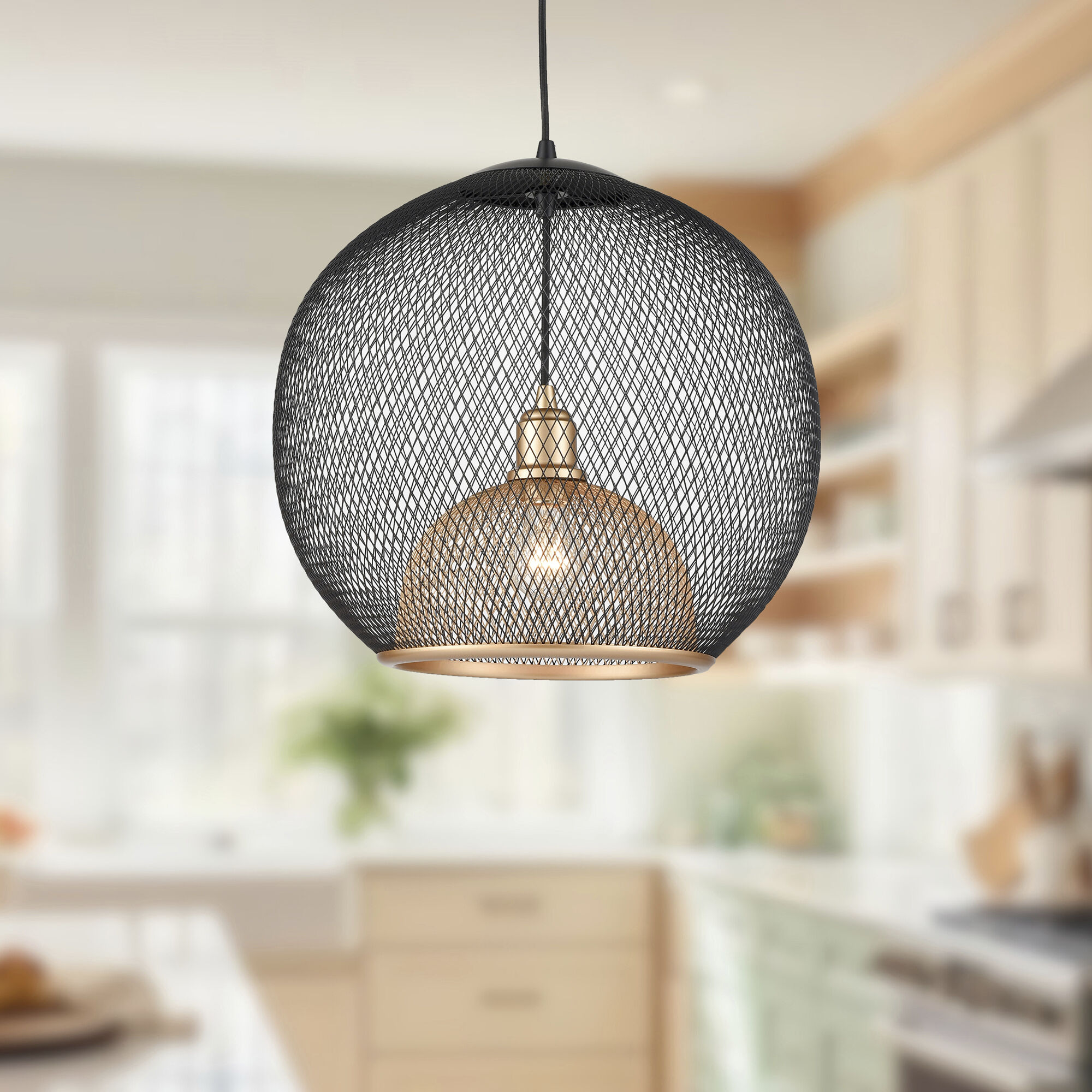 Gibraltar Pendant Ceiling Light in Black and Gold