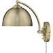 Rey 1 Light 8 inch Aged Brass Articulating Wall Sconce Wall Light, Adjustable