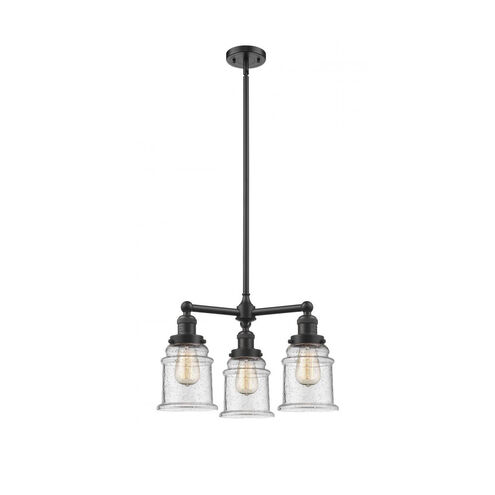 Franklin Restoration Canton 3 Light 18 inch Oil Rubbed Bronze Chandelier Ceiling Light in Seedy Glass, Franklin Restoration