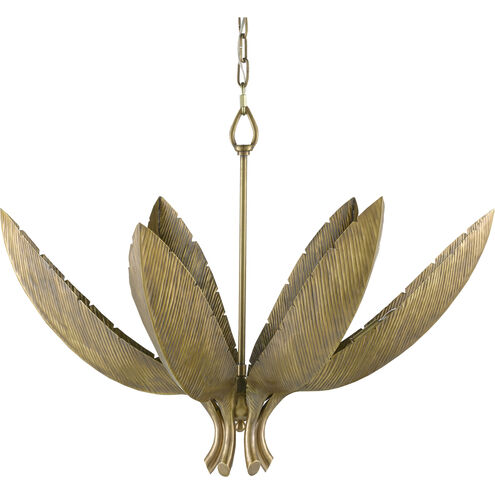 Bird of Paradise 6 Light 33 inch Antique Brass Chandelier Ceiling Light, Convertible to Semi-Flush