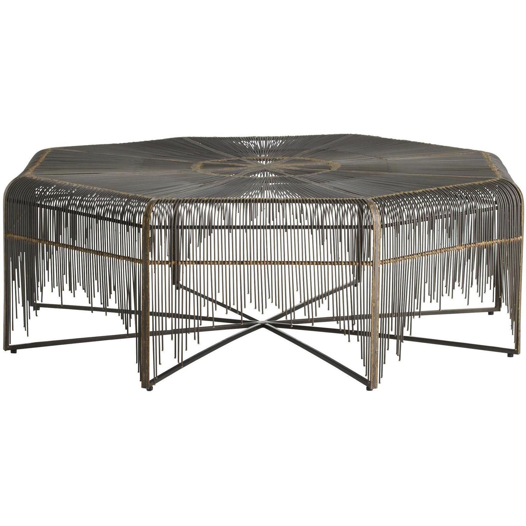 Ilaria 45 inch Natural Iron and Antique Brass Cocktail Table