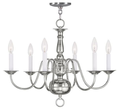 Williamsburgh 6 Light 24 inch Polished Nickel Chandelier Ceiling Light