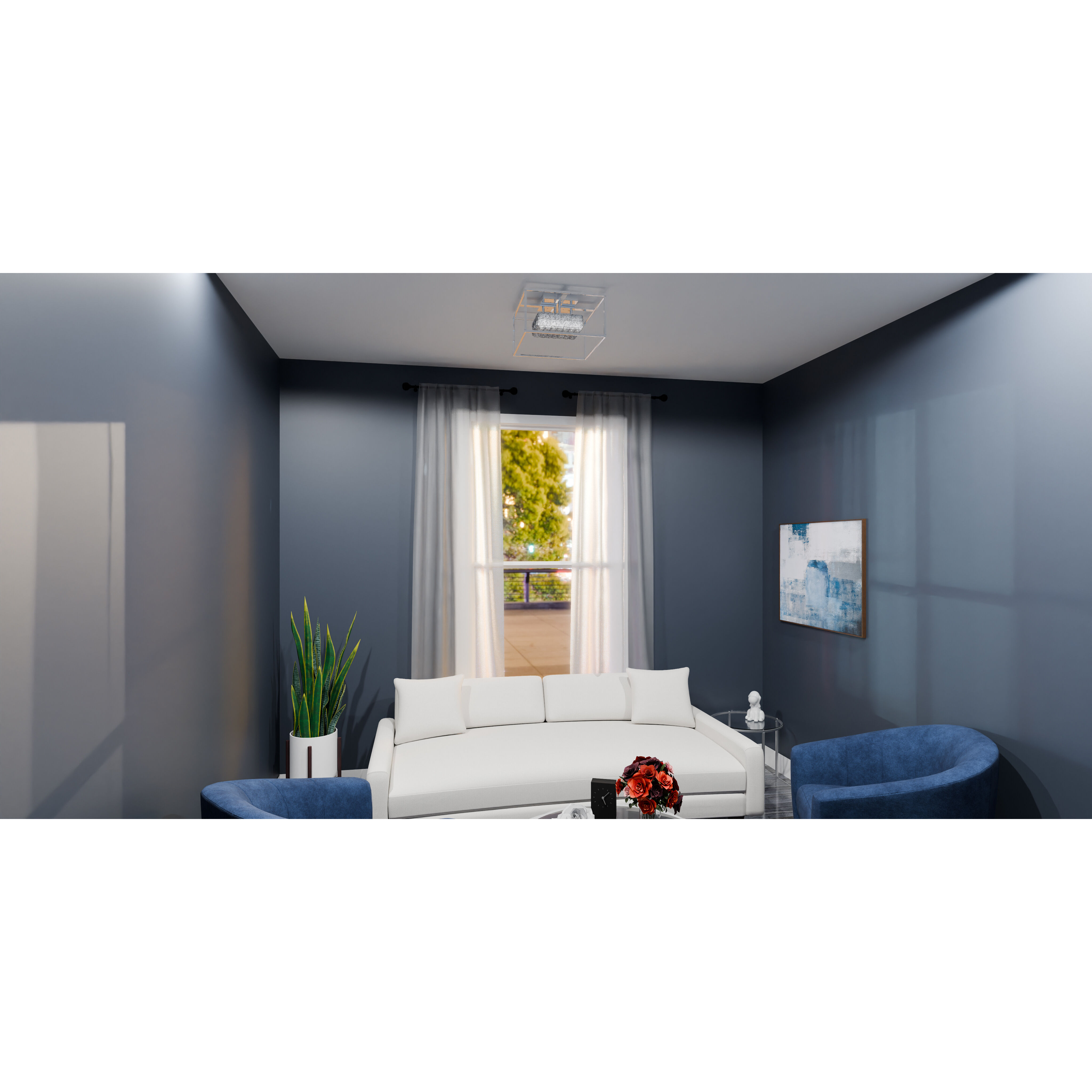 Dazzle LED 15.75 inch Polished Chrome Semi-Flush Mount Ceiling Light, Medium