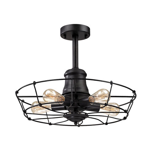 Lincoln 5 Light 20 inch Wrought Iron Black Semi Flush Mount Ceiling Light