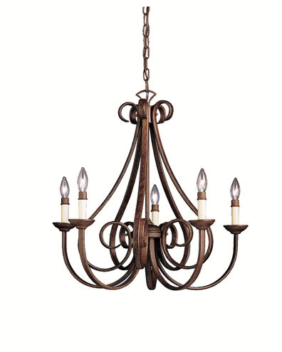 Dover 5 Light 25 inch Tannery Bronze Chandelier 1 Tier Medium Ceiling Light, Medium