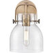 Pilaster II Bell Sconce Wall Light in Brushed Brass, Seedy Glass