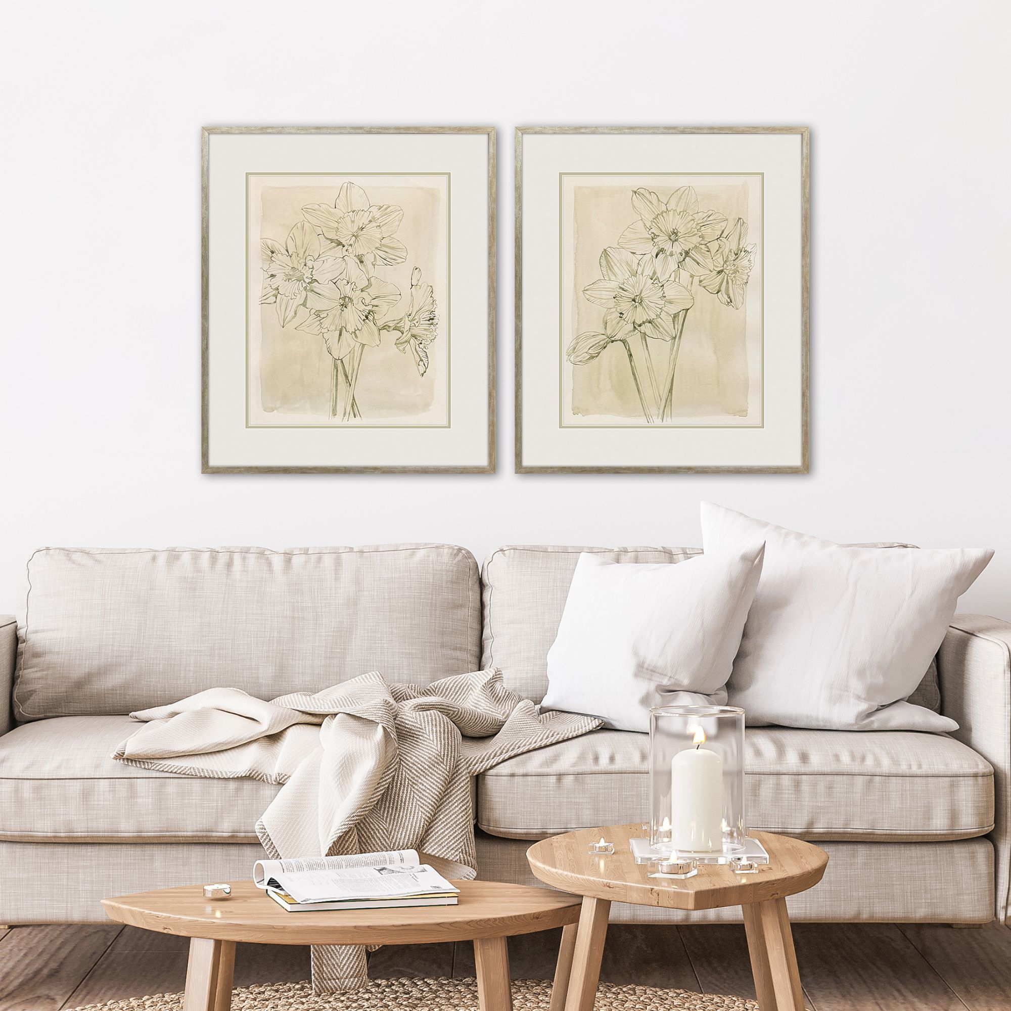 Spring Promises Green and Beige and Neutral Framed Art