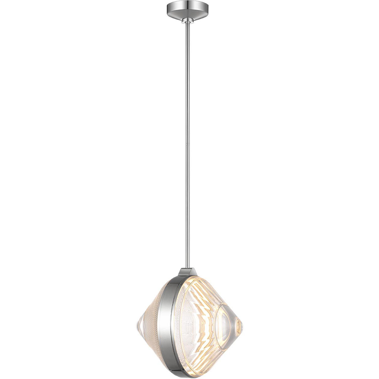 Waterford Copper Coast LED 15 inch Polished Nickel Karo and Olive Cut Pendant Ceiling Light