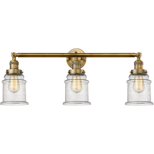 Franklin Restoration Canton LED 30 inch Brushed Brass Bath Vanity Light Wall Light in Seedy Glass, Franklin Restoration