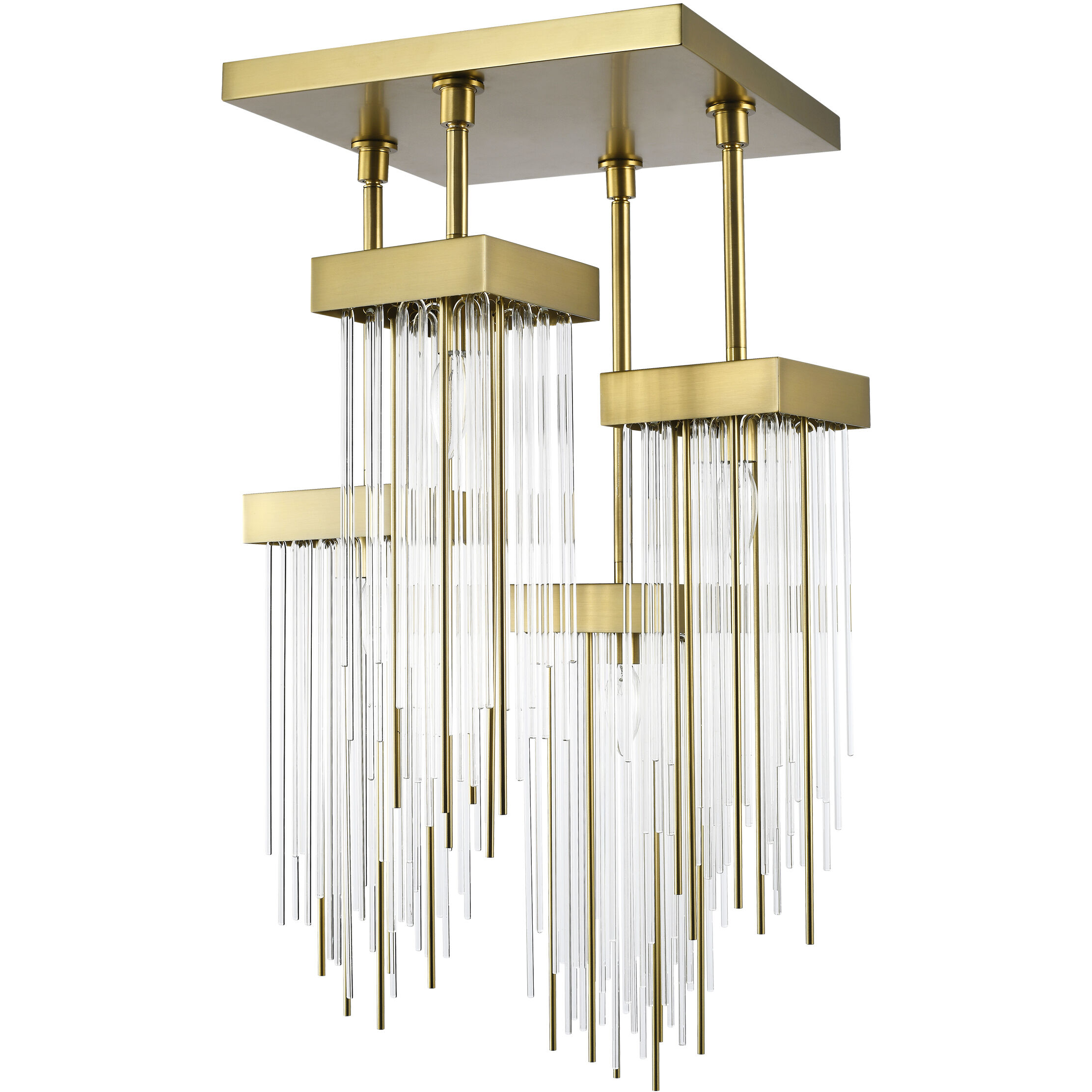 Waterfall 4 Light 18 inch Aged Brass Semi Flush Ceiling Light