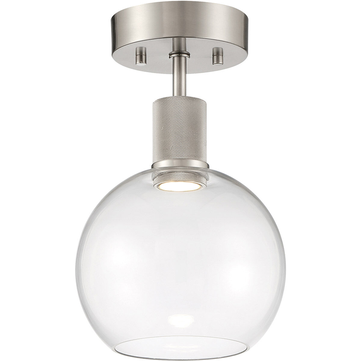 Port Nine LED 8 inch Brushed Steel Semi-Flush Ceiling Light in Clear